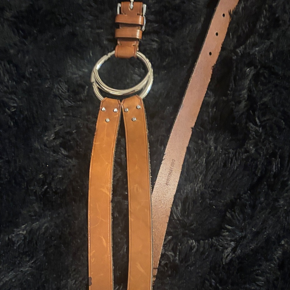 Ralph Lauren Brown Leather Belt with Silver Buckle